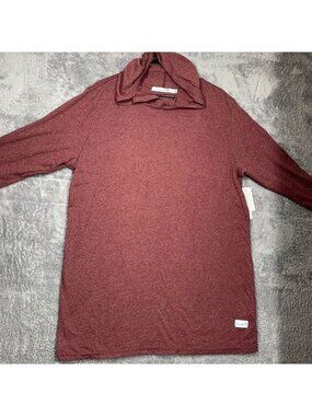 Kinetix Hooded T-Shirt Mens XXL Burgundy Heather Long Sleeve Casual Luxury KXHT